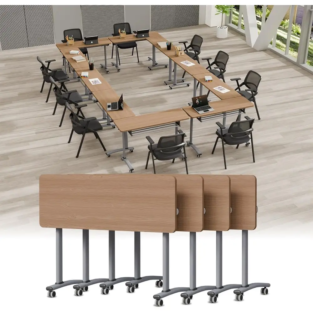 

Adjustable Height Mobile Conference Table, 47.2x15.7x29.5, Durable Foldable Training Table System for Office, Classroom & Meetin