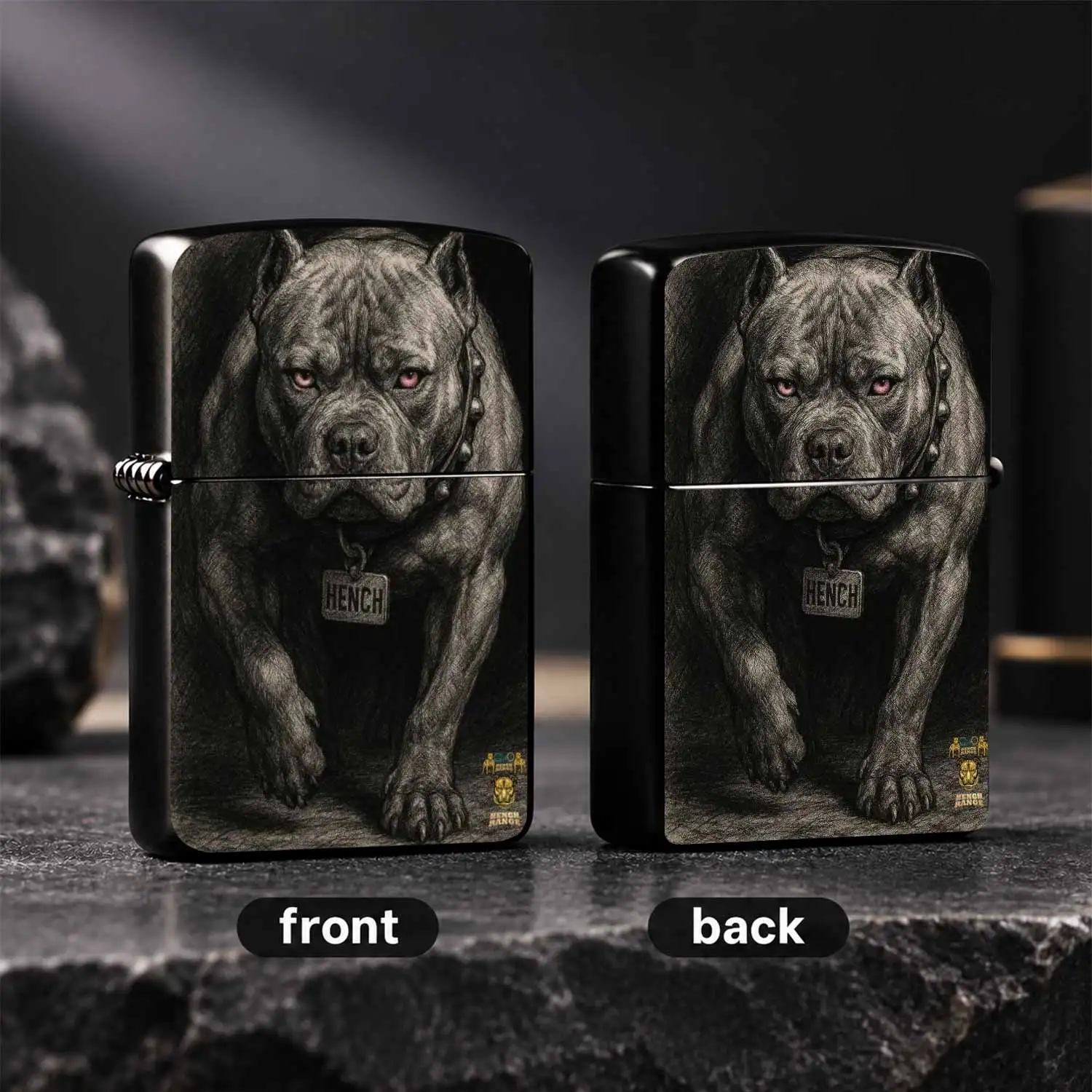 Stylish Hench Pitbull Pattern Lighter, Artistic Detailed Pet Portrait Design, All-Scenario Usable Portable Ignition Tool, Durable Exquisite Decorative Accessory For Outdoor Travel Home Office Gifting Daily Use A Humorous And Interesting Lig