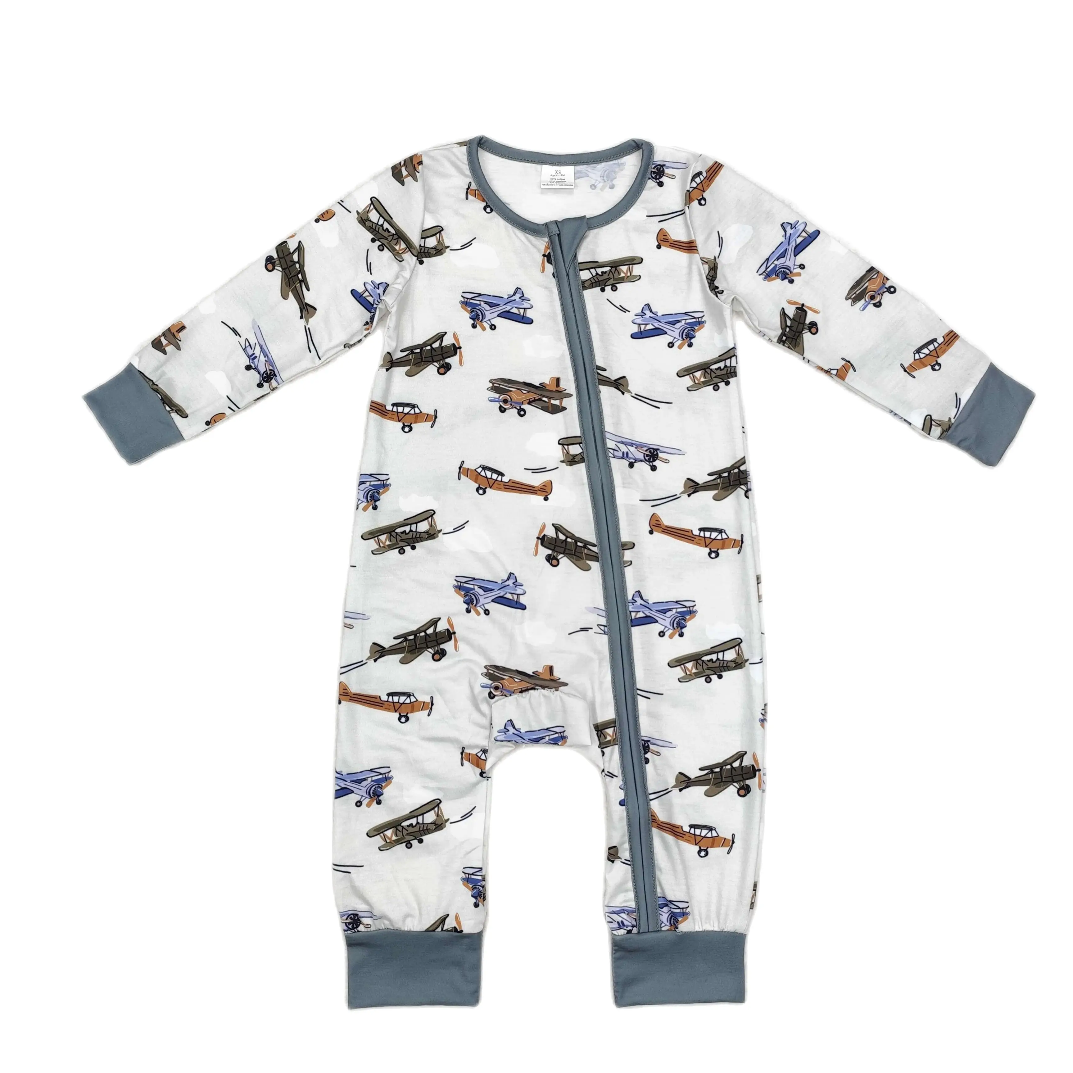 

Wholesale Newborn Baby Boy Airplanes Clothing Long Sleeves Zipper Jumpsuit Kids Children Toddler Spring Fall One-piece Romper