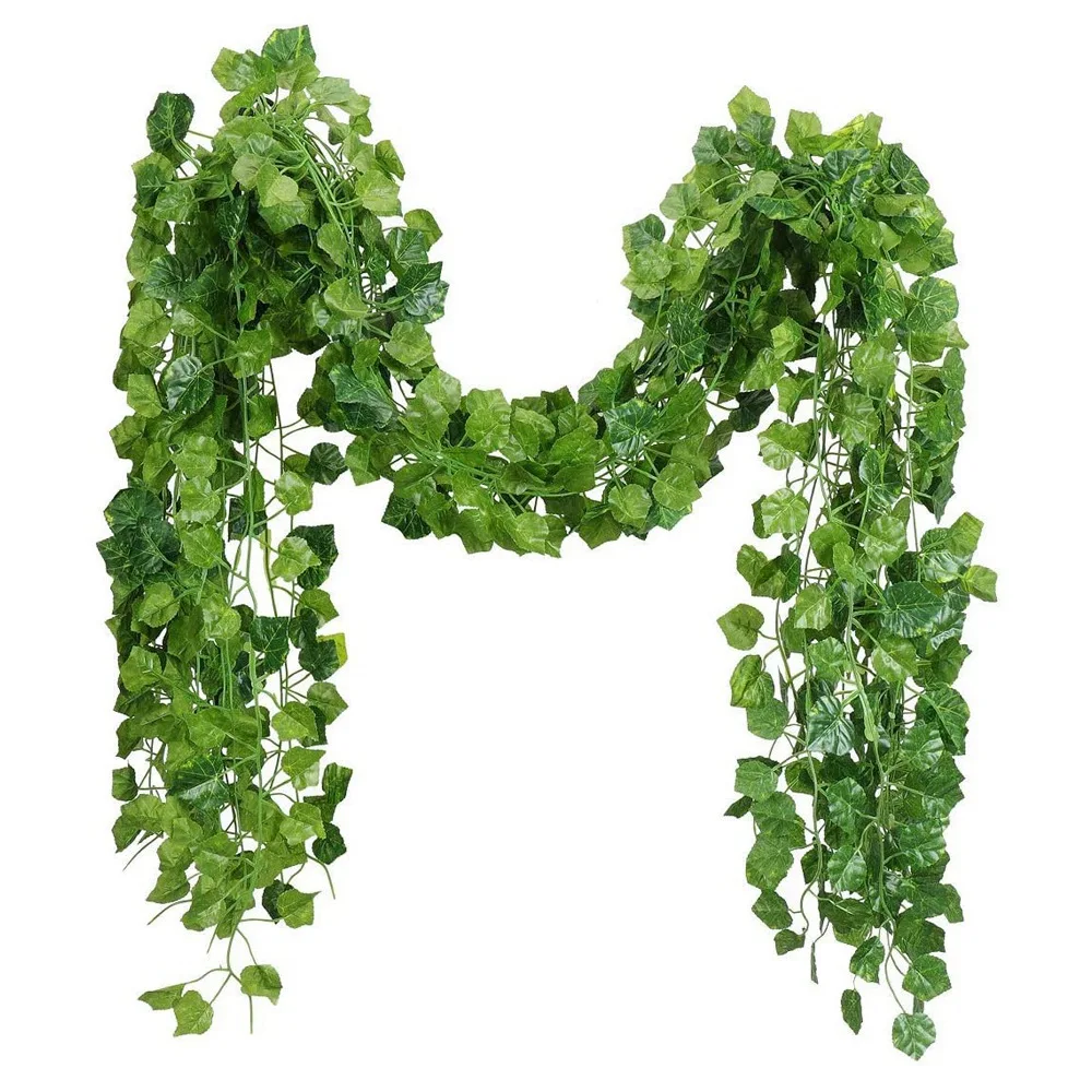 12 Strands Artificial Fake Grape Vines Ivy Leaves with 3 Strings Grapes for Wedding Party Home Wall Decoration