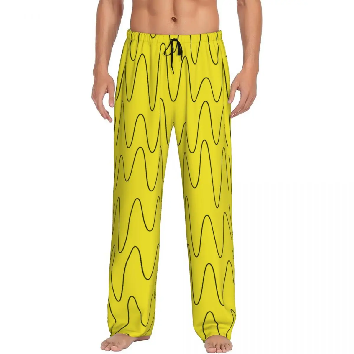 

Custom Sound Waves Sunflower Yellow Pajama Pants Men's Salamander Animal Lounge Sleep Drawstring Sleepwear Bottoms with Pockets