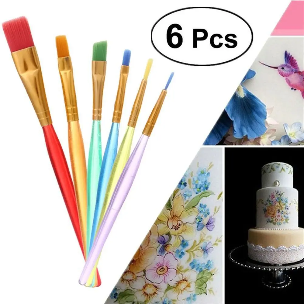

6pcs DIY Colorful Fondant Cream Baking Kitchen Accessories Cake Decorating Tools Painting Brush Pastry Cake Brush