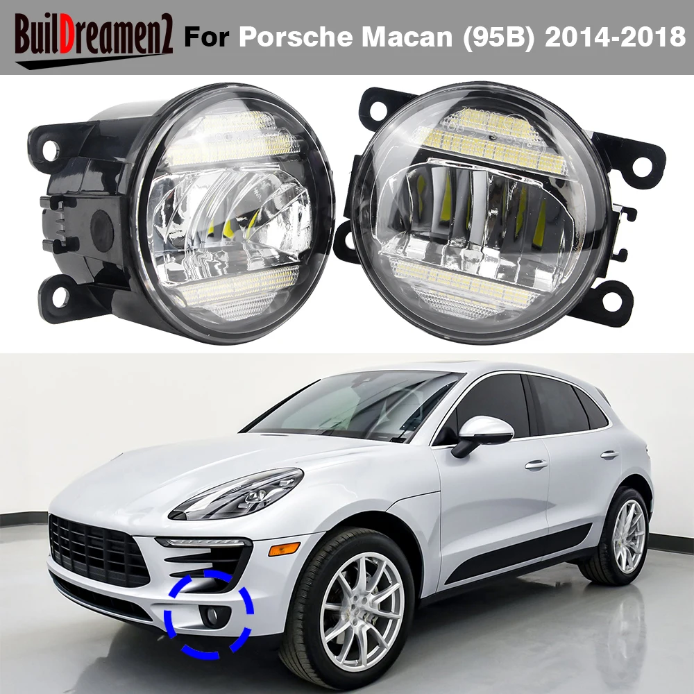 2 X Car Right + Left LED Fog Light Daytime Running Lamp DRL 30W High Bright For Porsche Macan (95B) 2014 2015 2016 2017 2018