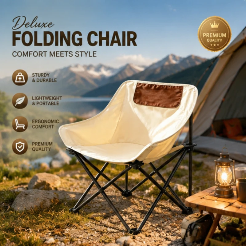 Portable Foldable Camping Chair Lightweight Compact Easy Carry Seat For Outdoor Fishing Hiking Picnic And Outdoor Travel Trips