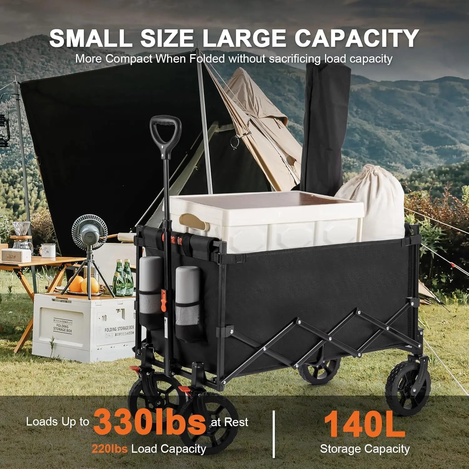 Chariot de transport pliable, chariot pliable, avec le plus petit design pliable, chariot d'épicerie utilitaire pour le camping, les courses et le sport