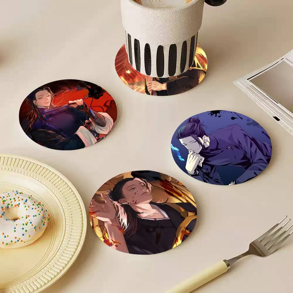 Anime Jujutsu Kaisen Getou Suguru Round Wooden Coasters Suitable For Restaurants And Coffee Home Gift Choice Holidays