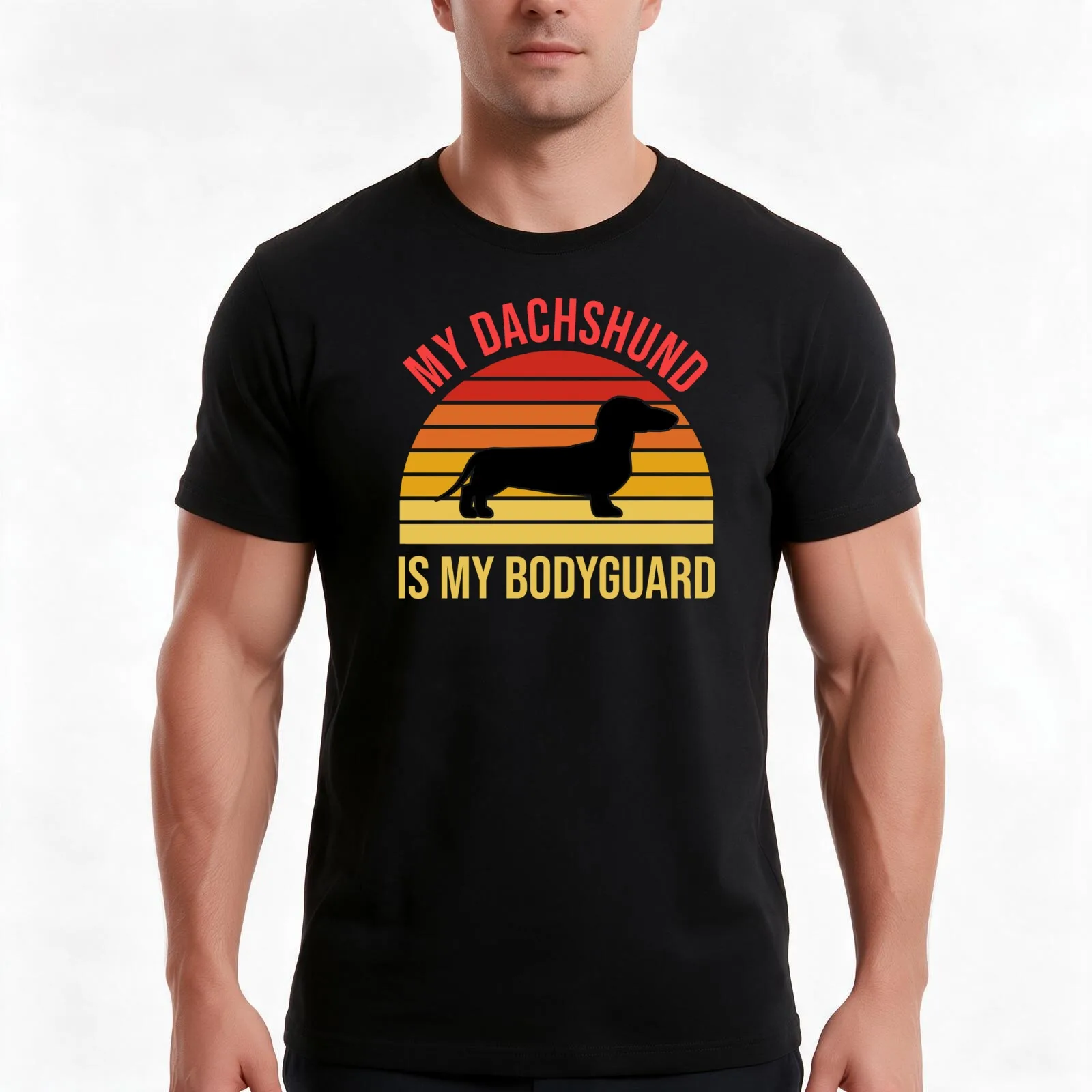 My Dachshund is My Bodyguard T-Shirt, Summer Casual Cotton Tee, Oversized Streetwear Tops, Vintage Graphic Print, 100% Cotton