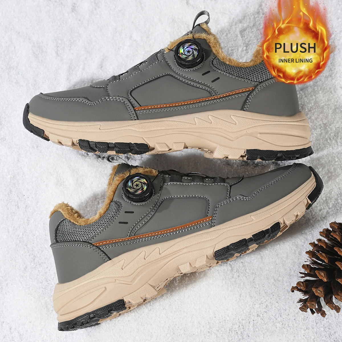 Herren-Sportschuhe in großen Größen mit Plüsch-Innenfutter, Outdoor-Wanderschuhe, bequeme, lässige, modische Trainingsschuhe für Paare – Detail 14