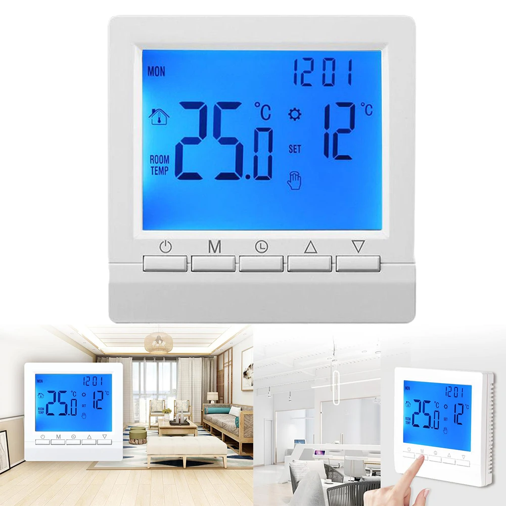 86*86*40 มม. Programmable Thermostat Home Office เครื่องทําความร้อนหม้อไอน้ํา Controller การตั้งค่ารายสัปดาห์