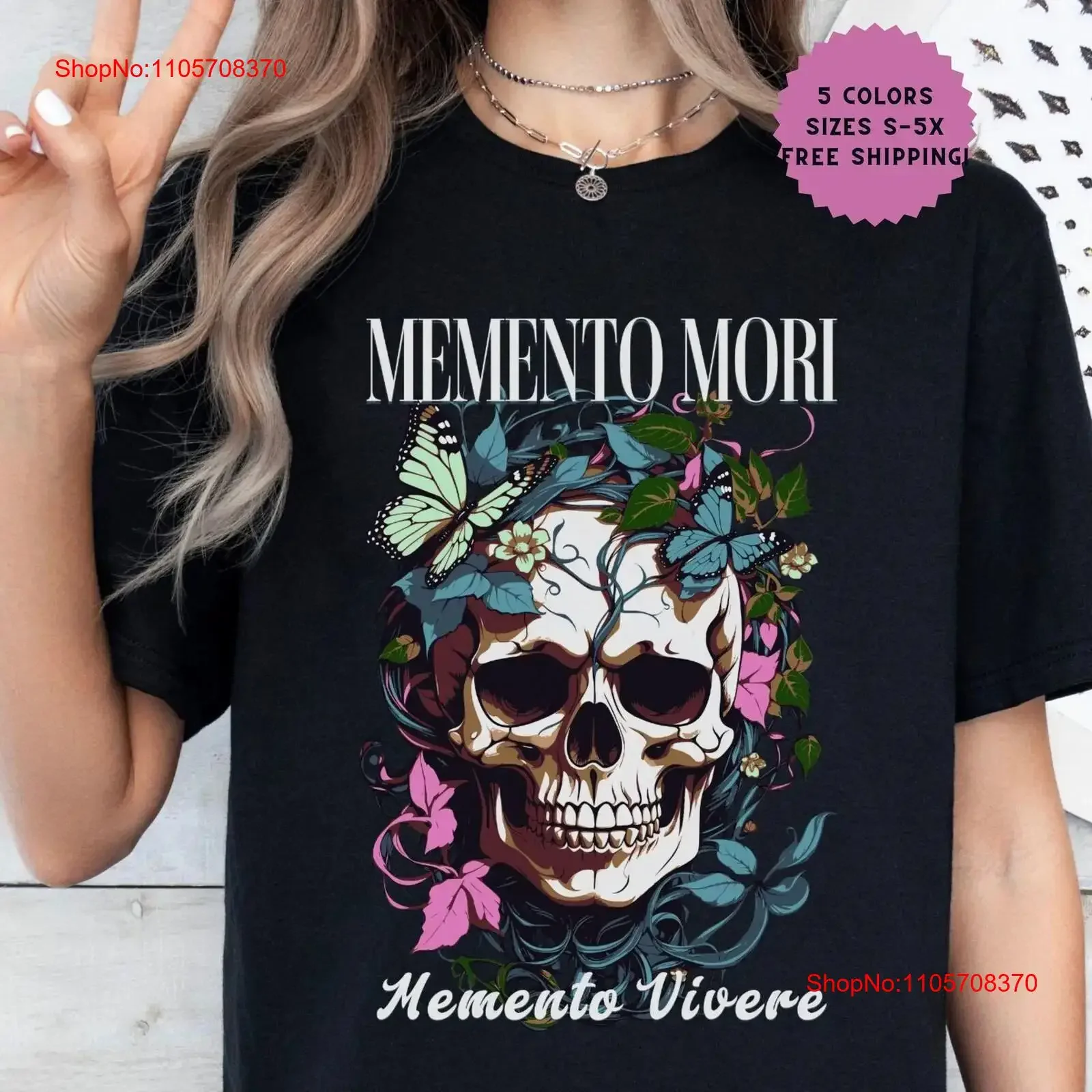Botanical Gothic Skull T Shirt Memento Mori Vivere Boho Remembrance Traditional Catholic s vintage Washed graphic