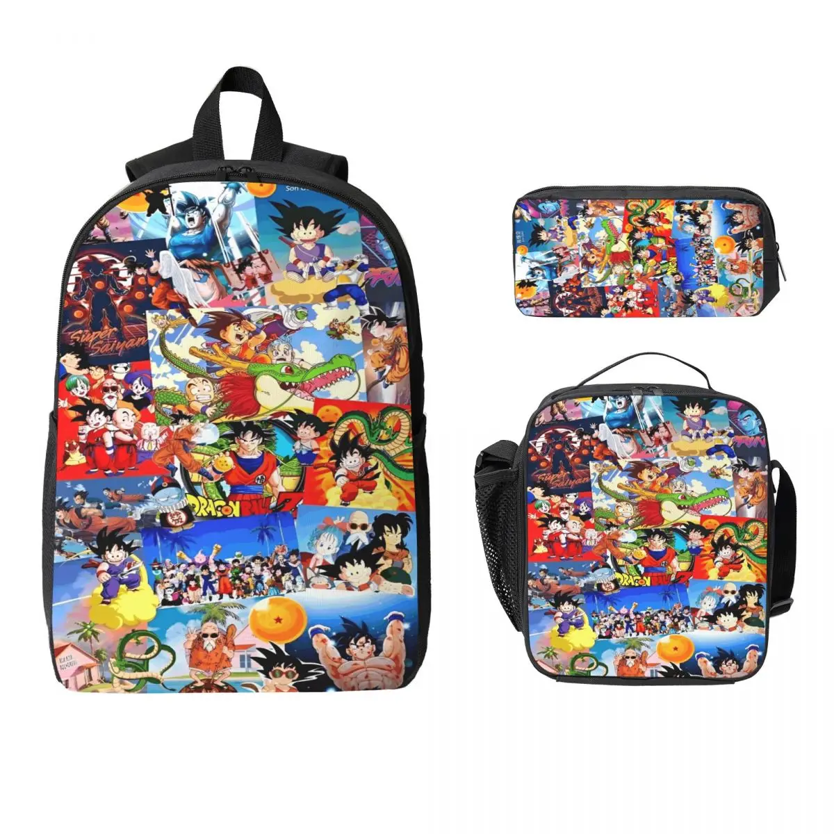 3Pcs DragonBallZ merch Backpack Set for Kids Pencil Boxes Bookbag Sets with Lunch Box For School Students Knapsack