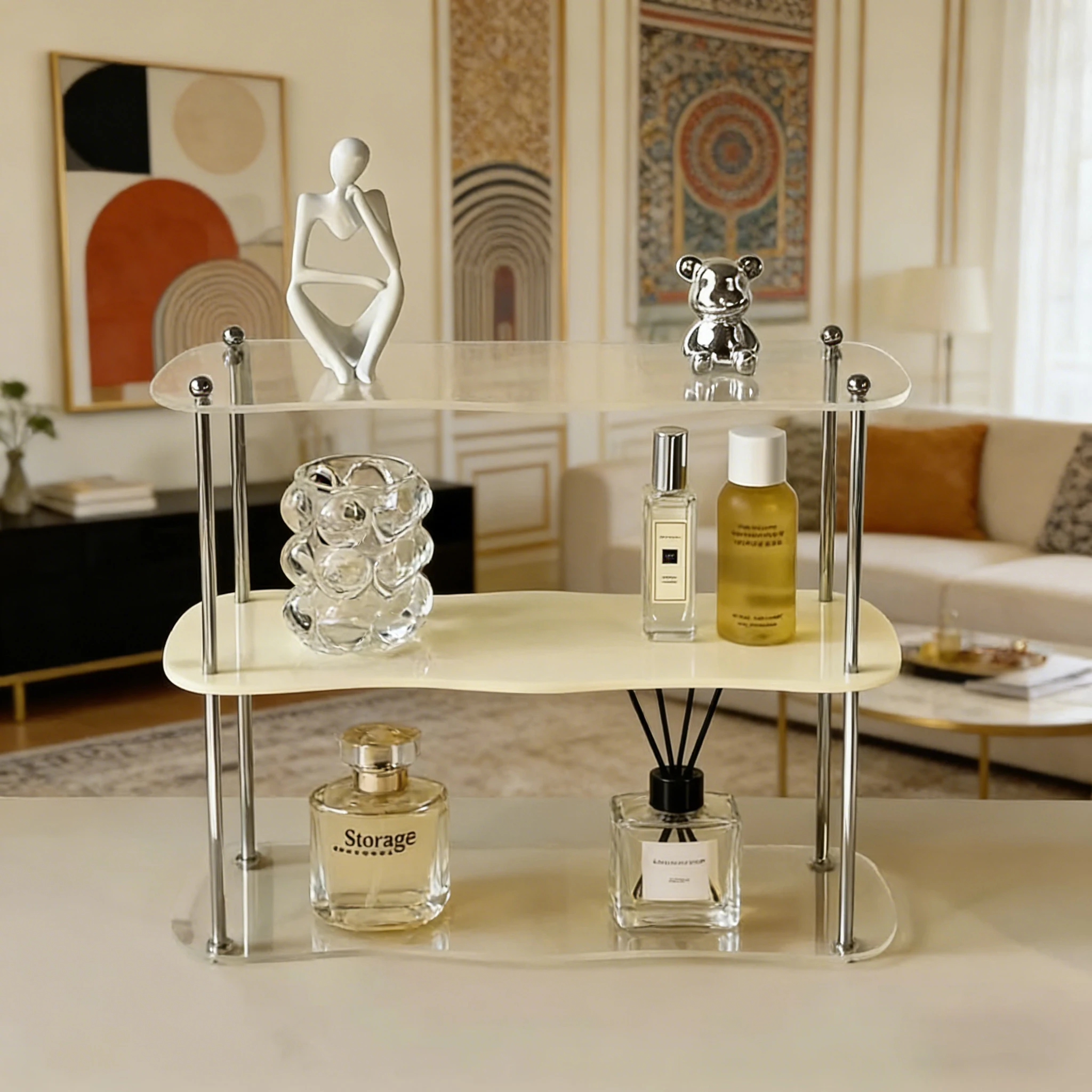 2-3Layers Acrylic Desktop Storage Rack Water Cup Perfume Bathroom Table Top Cosmetics Storage Jewelry Display Frame Organizer