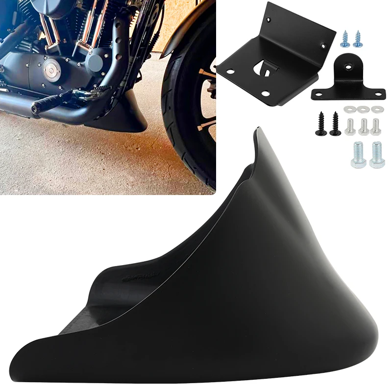For Harley Sportster XL 883 1200 Super Low 2004-2022 Matte Black Motorcycle Front Bottom Spoiler Mudguard Air Dam Chin Fairing