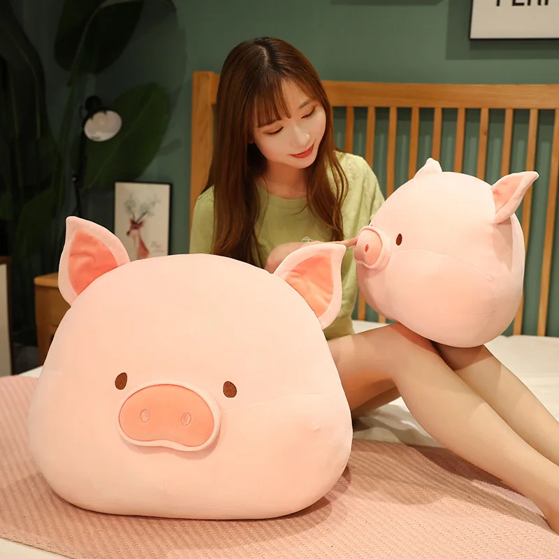 Cute Pig Plush Toy Powder Plush Filling Animal Head Elastic Super Soft Down Cotton Plush Toy