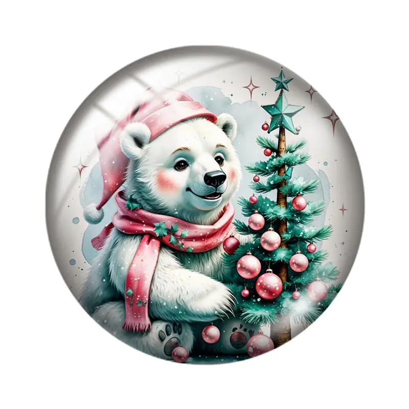 Winter Animals 10pcs 12mm/18mm/20mm/25mm Round photo glass cabochon demo flat back Making findings