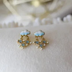Trend Creative Design Cute Snow and Cloud Glaze Dangle Drop Earrings for Women Fashion Elegant Earrings Jewelry Christmas Gifts