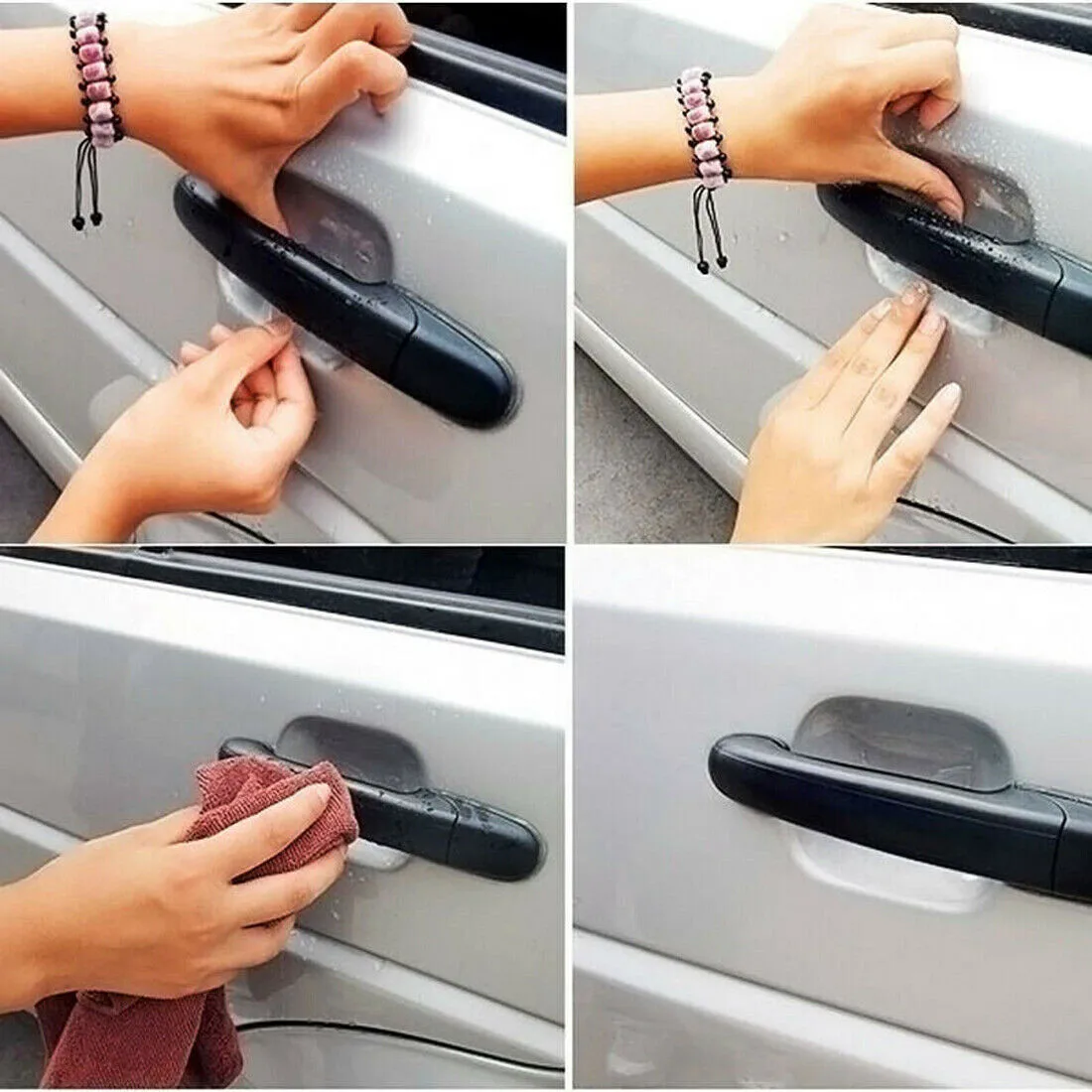 8pcs Invisible Clear Car Door Handle Paint Scratch Protector Guard Film Sheet Car Door Handle Protective Films