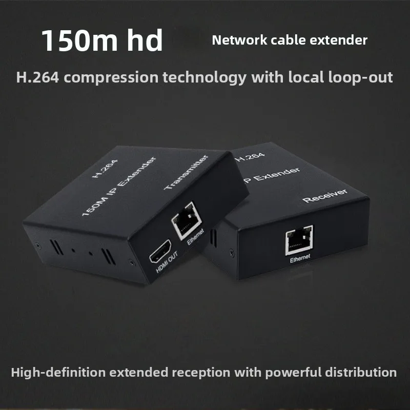 H.264 150M HD IP Extender Via RJ45 Cat7 Cat6 Ethernet Cable Video Transmitter Receiver for PS4 Camera PC To TV Monitor 1080p