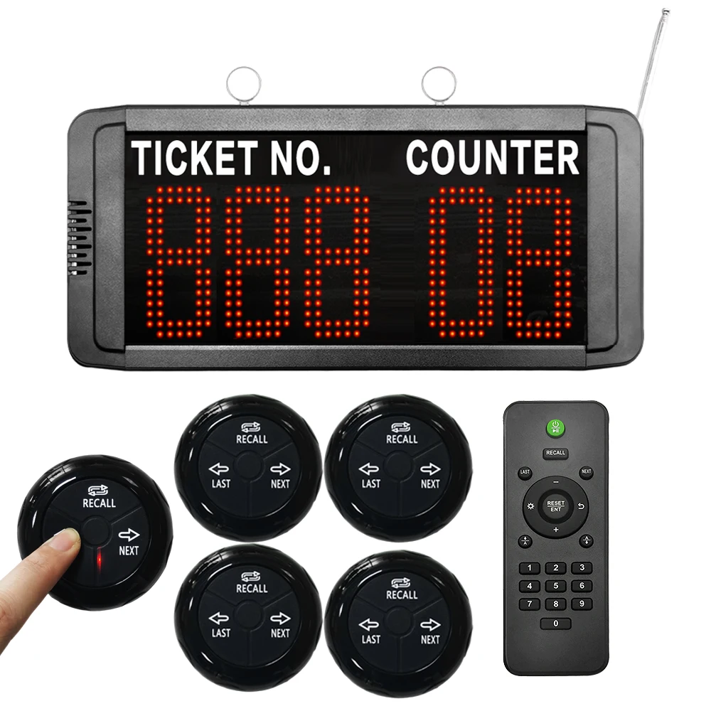 Digital Take A Number System Wireless Queue Management Kit with LED Display & Call Buttons for Bank Hospital Restaurant Counter