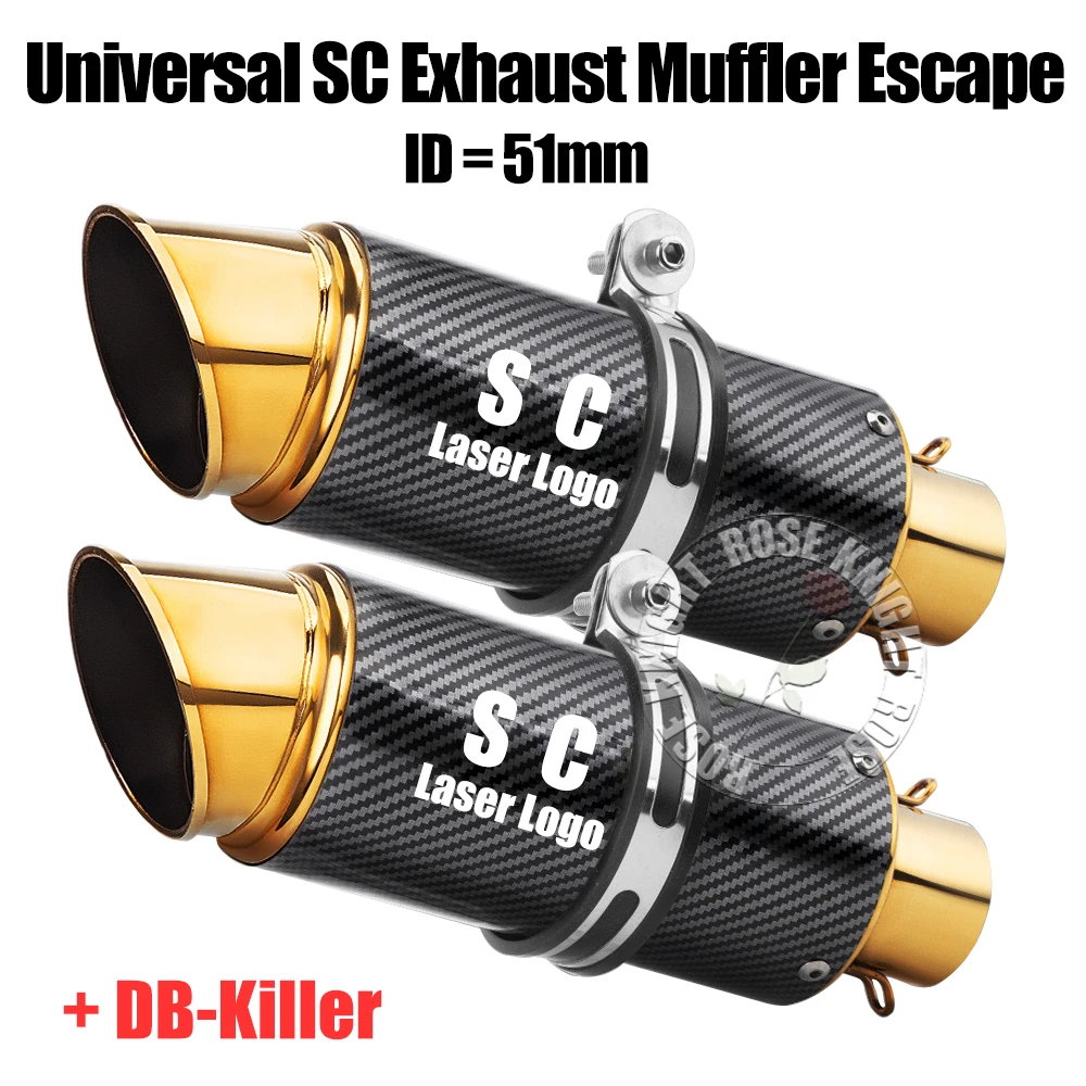 Gold Color 51mm Universal sc Motorcycle Exhaust Muffler Escape for Kawasaki Yamaha Honda Suzuki Motorcycle GP-project Accessorie