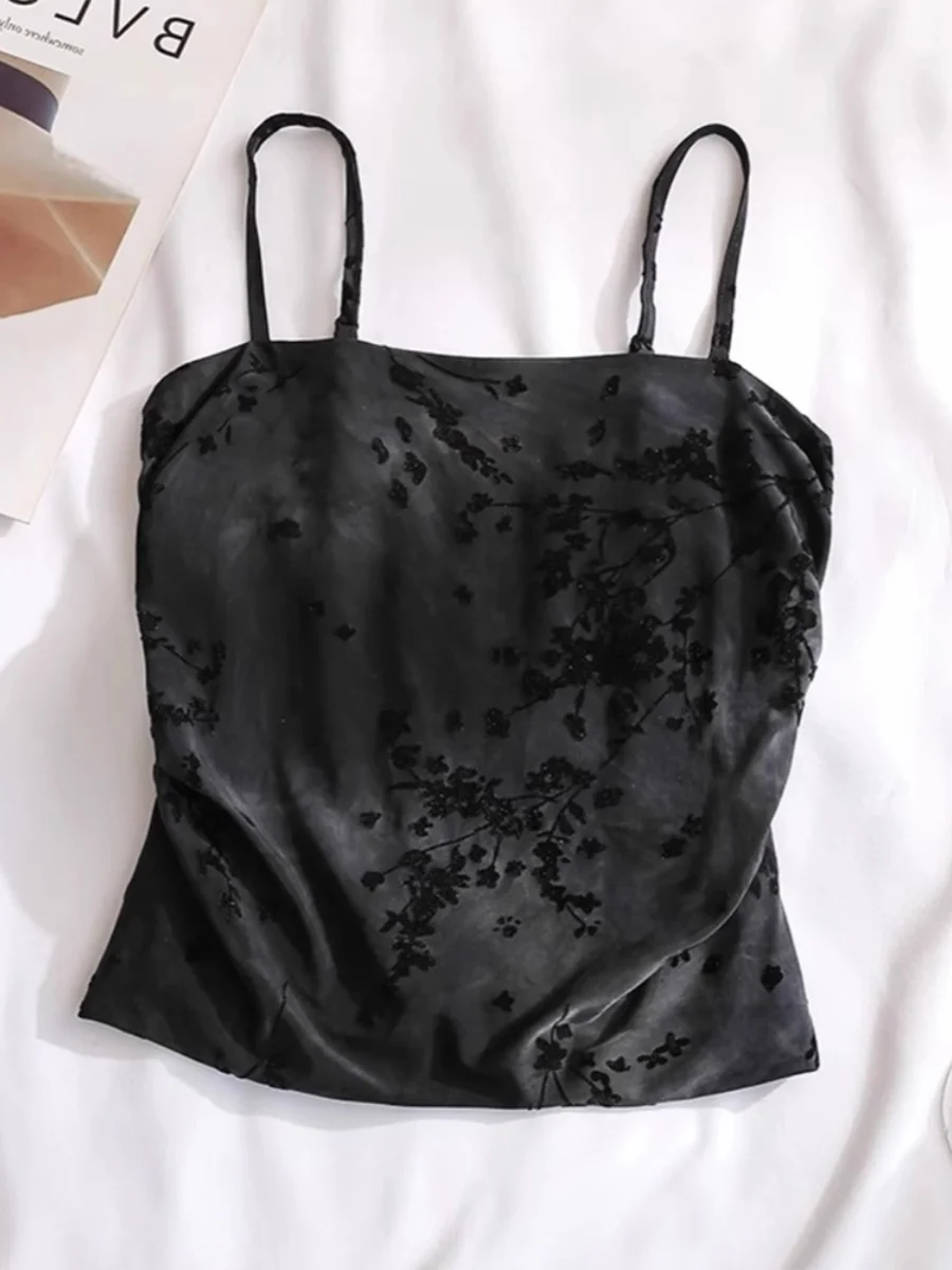 Débardeur à bretelles en velours imprimé pour femme, nouvelle collection automne 2024, sous-vêtement, couche de base, vêtement extérieur, top tube sexy
