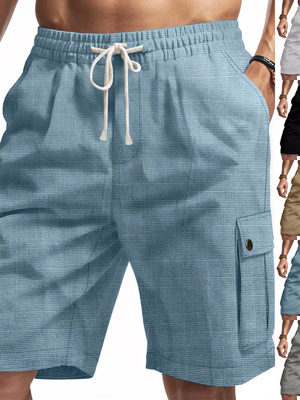 

Men's Casual Outdoor Tactical Workwear orts Summer Bamboo Texture Linen Straight Leg Brit Sle M Faion No Stretch