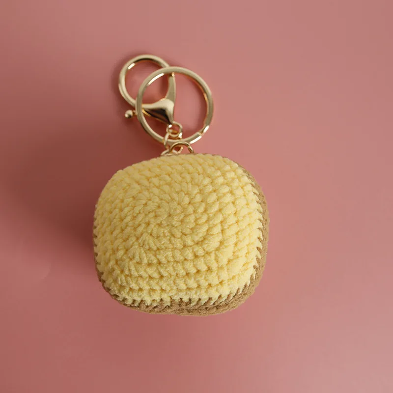 Cute Food Doll Crochet Keychain Knitted Fried Egg Doll Keyrings For Bag Pendant Funny Sandwich Doll Keychain Custom Accessories view 3