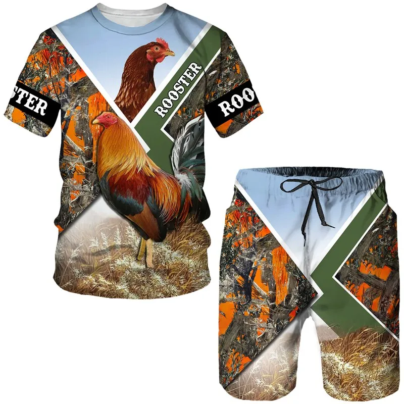 Camouflage T-shirt Shorts Men's Summer Casual Round Neck T-shirt Short Sleeved 2025 Men's 3D Printed Sports Set 2-piece Set