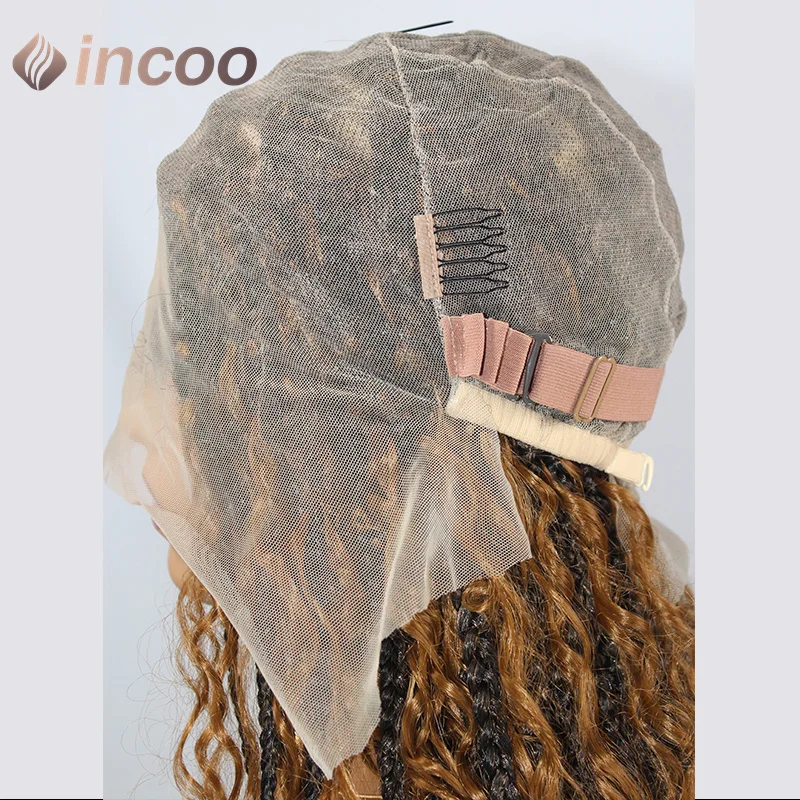 Boho Box Treccia Parrucche Zenzero Bionda Onda Ricci Sintetici Parrucche Anteriori Del Merletto Pieno Pre-Pizzicate Capelli Del Bambino Per Le Donne