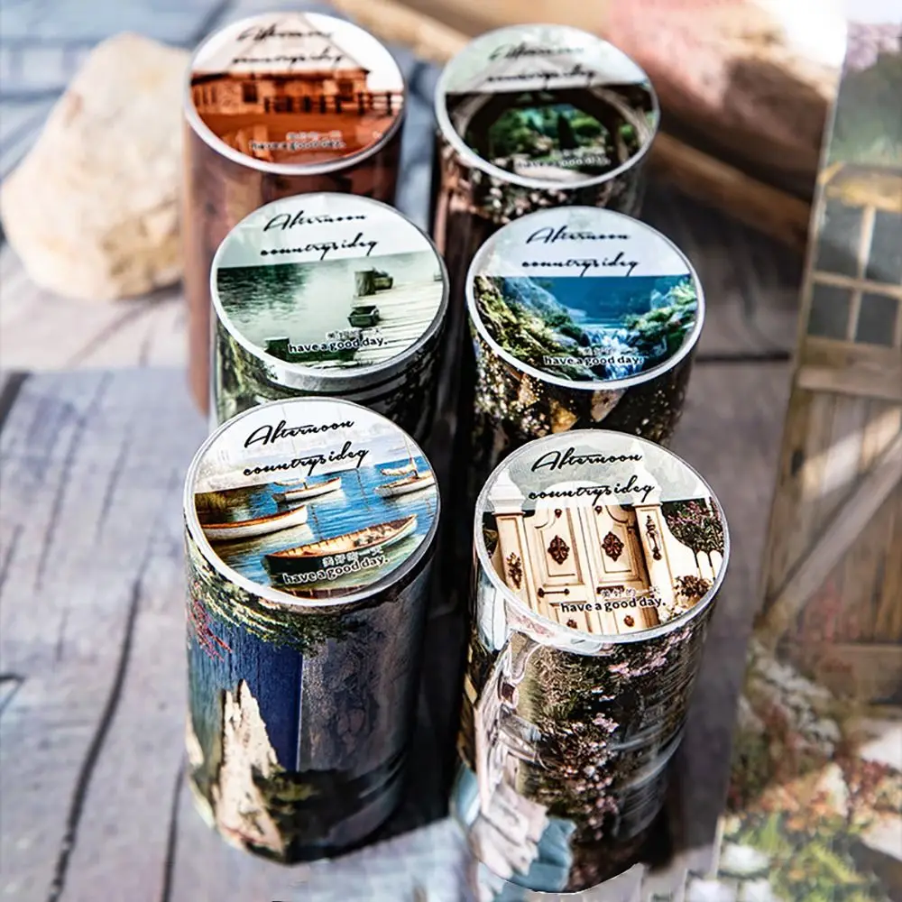 Afternoon Countryside Rural Landscape Adhesive Tapes Adhesive Backing Retro Decorative Sticker Scenery Japanese Paper Tape