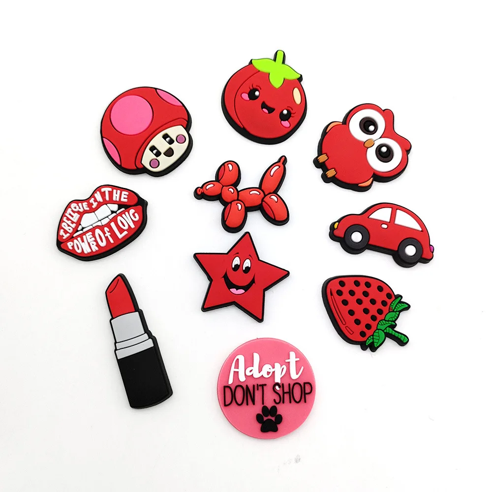 

MINISO 10Pcs Cartoon red little fresh Shoe Charms PVC Accessories DIY Shoe Decoration For Anime Party Gift