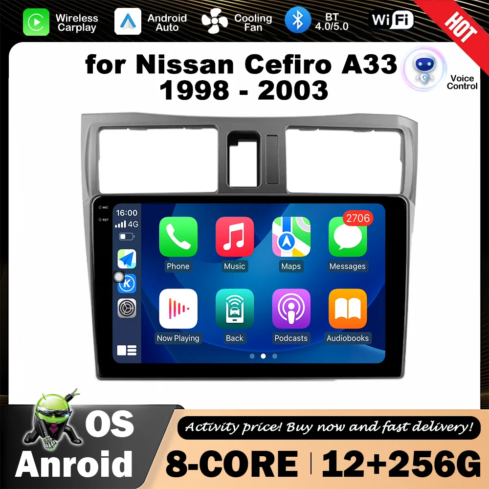 

9 inch Car Video Multimedia Player for Nissan Cefiro A33 1998 - 2003 Android OS Wireless WiFi BT GPS Navigation 4G Auto Tools