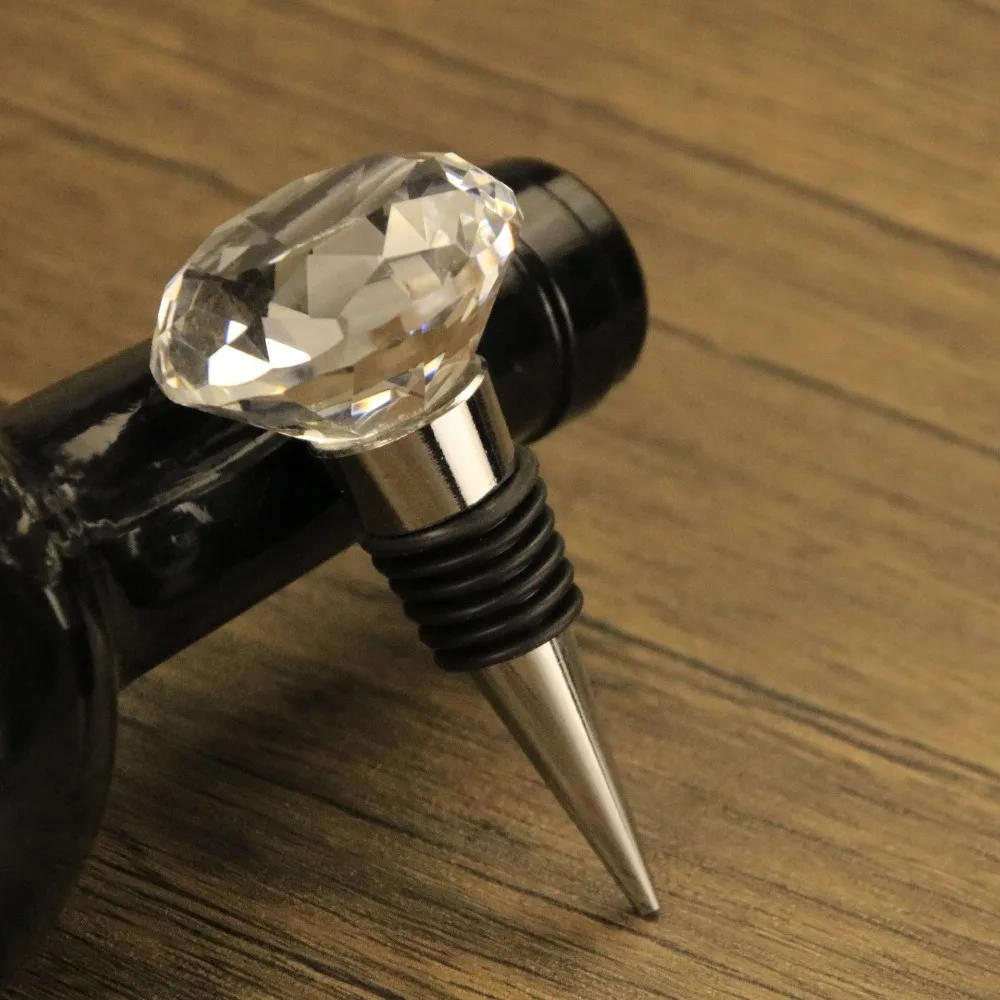 2PCS Bar Tool Zinc Alloy Diamond Wine Stopper Decorative Conical Wine Bottle Cork Reusable Crystal Wine Bottle Stopper Gift view 4