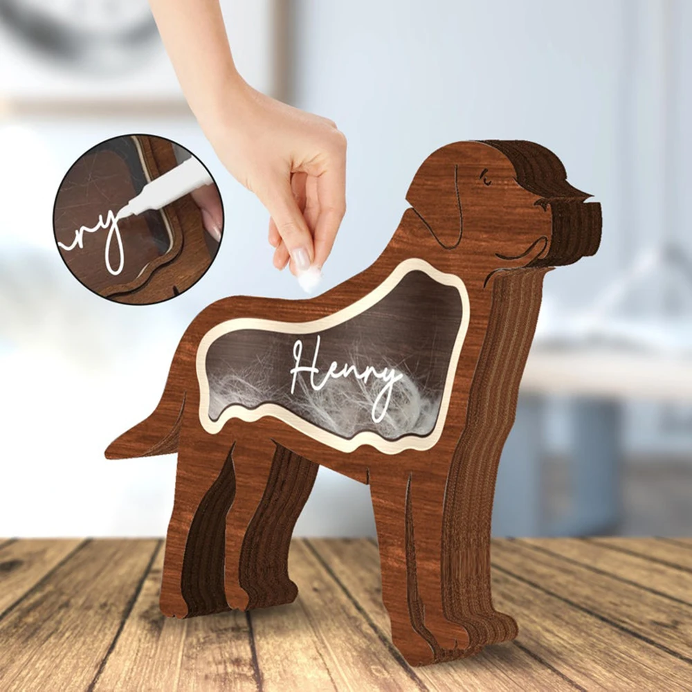 

Персонализированная деревянная шкатулка для хранения шерсти питомца, зубов, отпечатков лап — теплый сувенир и подарок для любителей животных, декор для дома