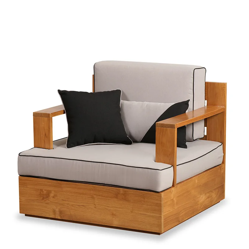 Outdoor furniture anti-sun balcony courtyard solid wood sofa combination