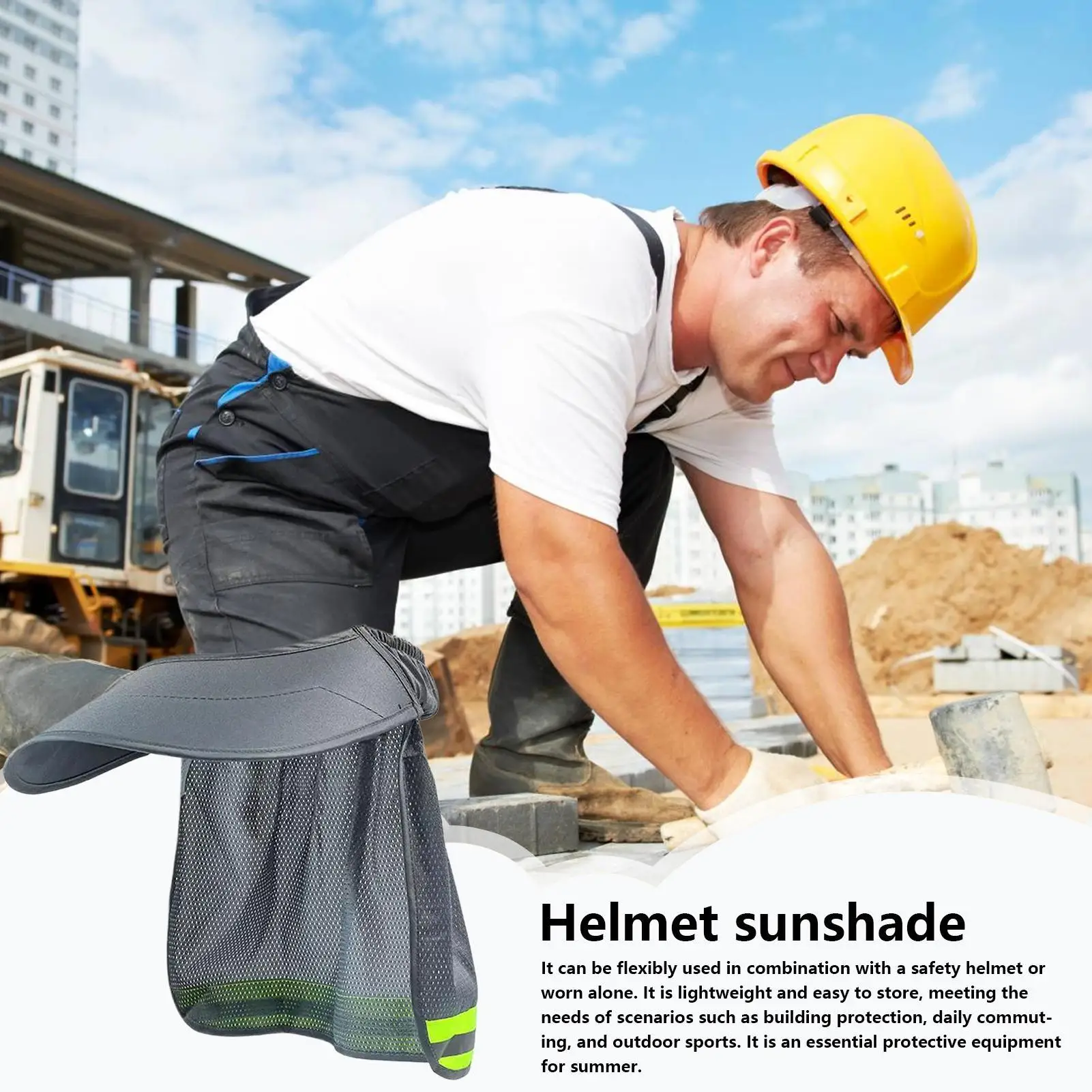 

Sun Shade For Hard Hat Sun Visor Neck Shade Reflective Strip Protective Helmet Attachment For Working Construction Sites Men