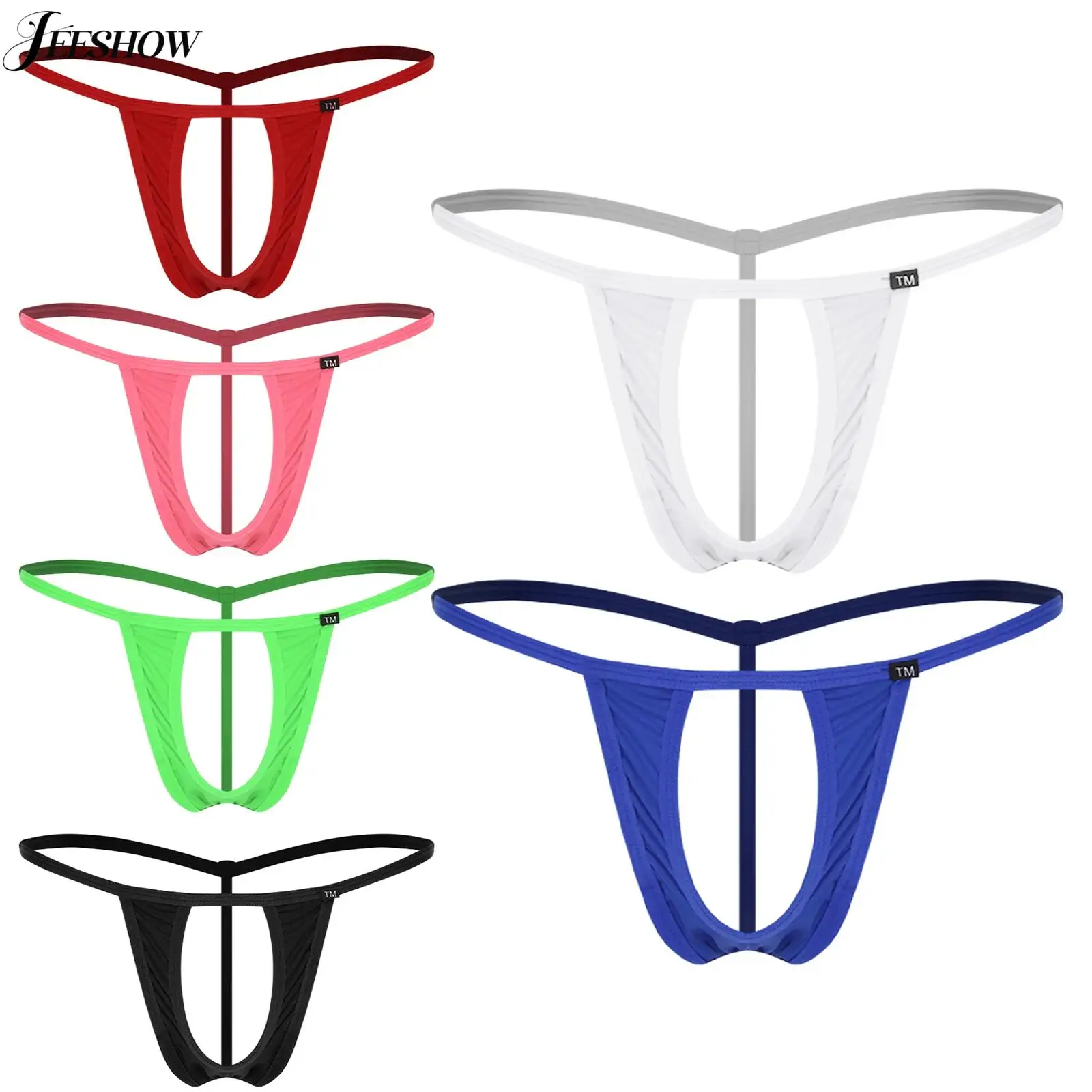 

Mens Sexy Underwear Low Rise Open Crotch T-back Thongs Solid Color Cut Out Micro Underpants Bikini Briefs Hollow Out G-strings