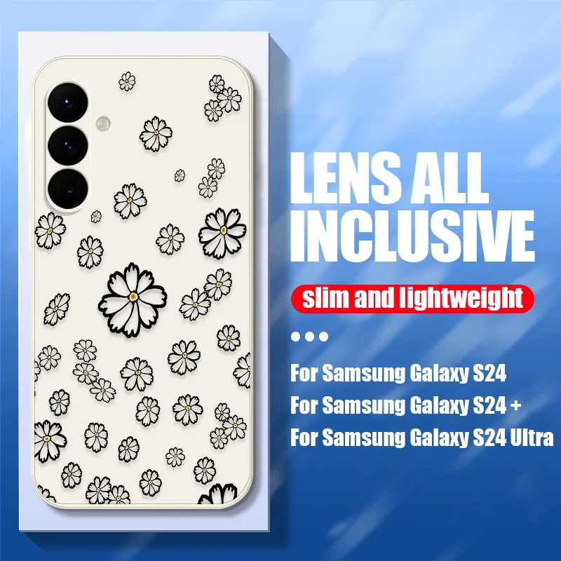 Flower Case For Samsung Galaxy S24 S25 S23 S22 Ultra S21 S20 FE A15 A25 A35 A55 A34 A36 A16 A17 A56 A54 5G Coque Lanyard Cover