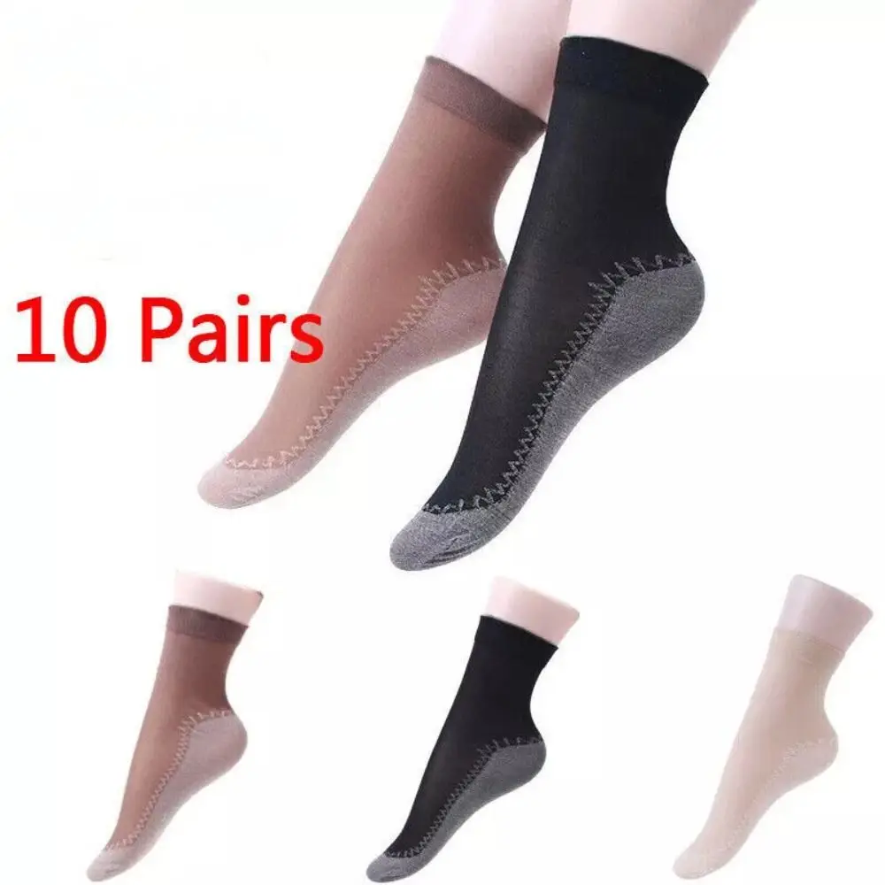 10 pairs new Cotton Bottom Women Ankle Socks Anti-slip Ultra-thin Elastic Ladies Summer Socks Comfortable Breathable Silk Socks