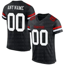 Futebol personalizado Jersey para homens, mangas curtas, camisetas atléticas, vermelho e preto