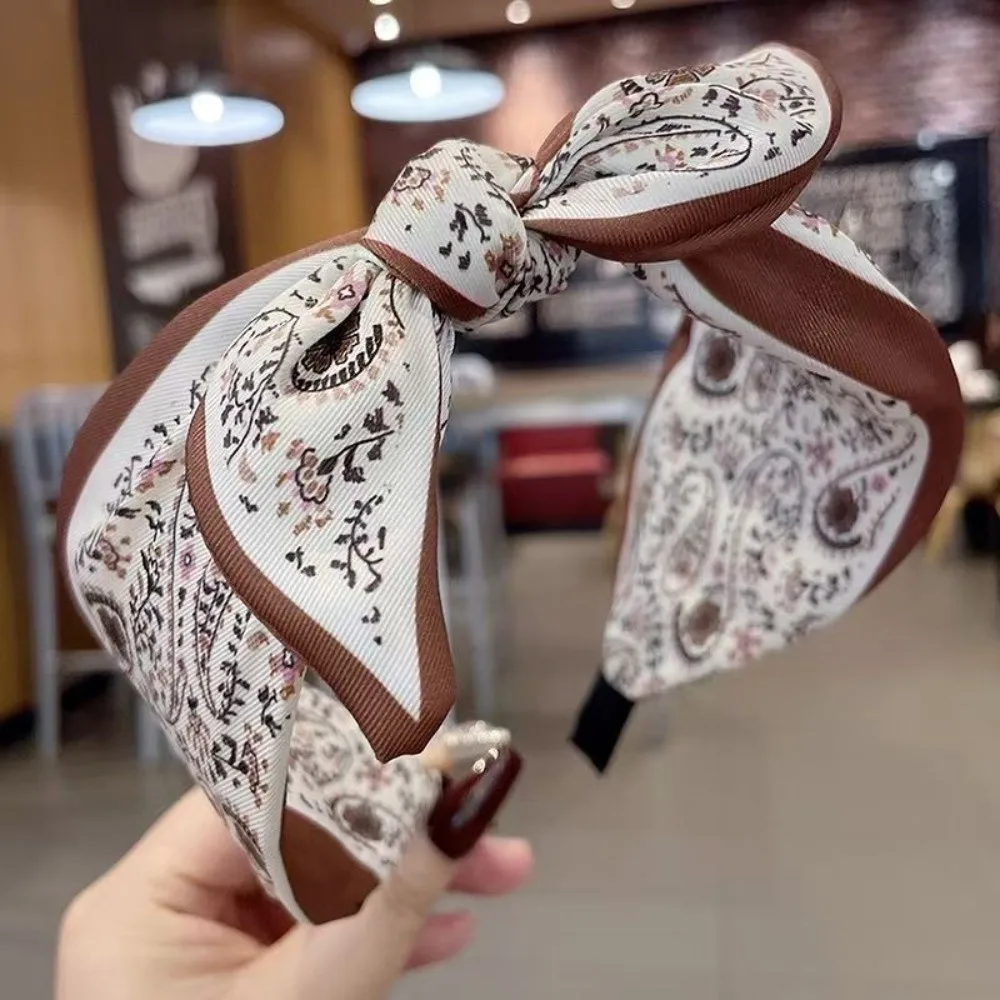 New Wide Brim Bowknot Headband Paisley Floral Hair Band Elastic Cloth Hair Hoop Hair Accessories