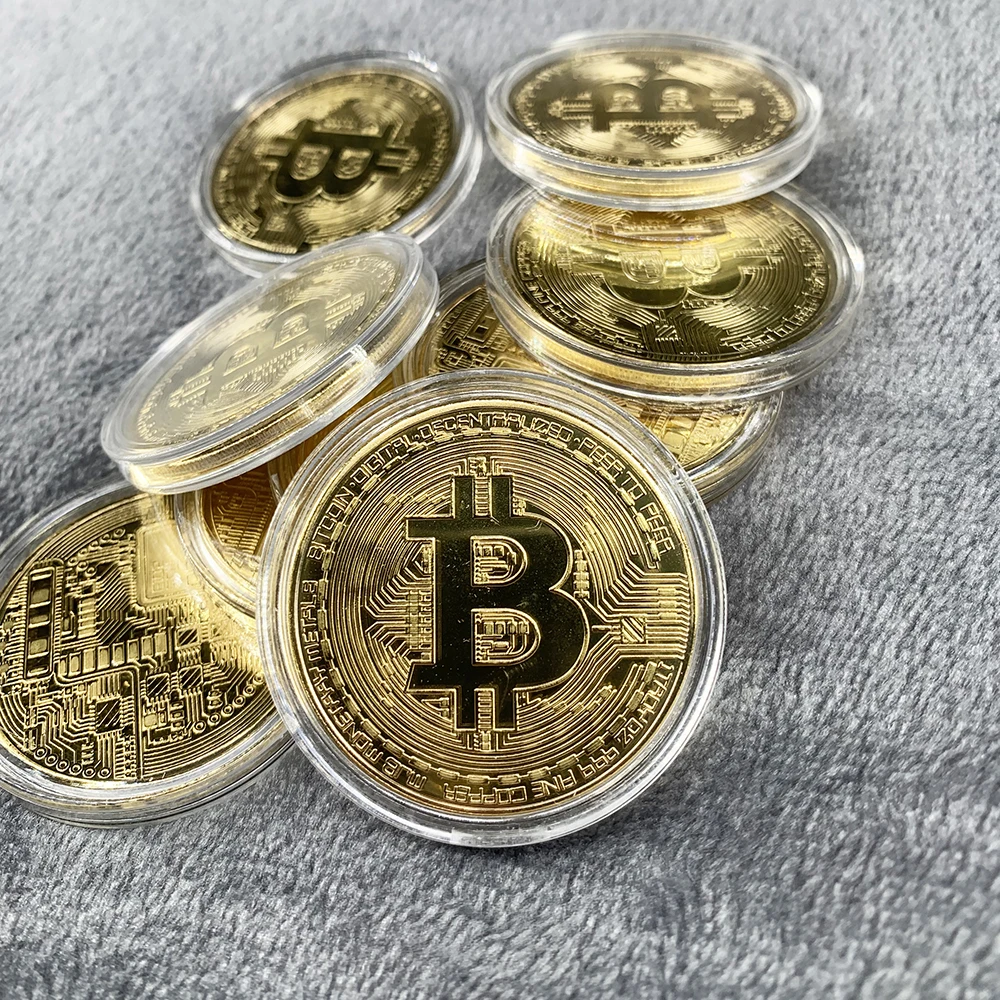 Vergoldete Bitcoin-Münze zum Sammeln, Kunstsammlung, Geschenk, physikalische Gedenkmünze, Casascius Bit, BTC, Metall, antikes Kunsthandwerk, Nachahmung – Detail 3