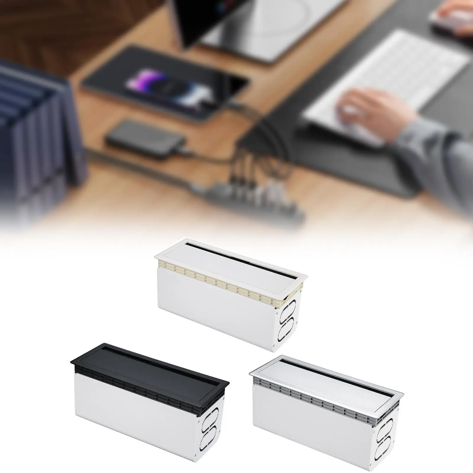 Aluminum Desk Cable Grommet Professional Easy to Use Reusable Practical Cord Hider Box for Desk Living Room Computer Home Office