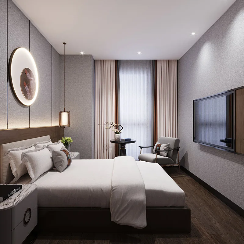 Estilo moderno, cama e café da manhã, madeira multicamadas, cama de móveis de hotel, placa multicamadas