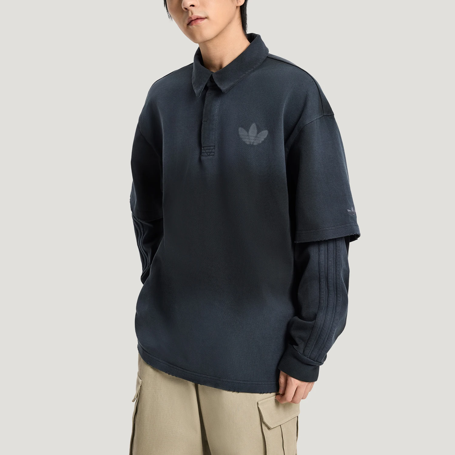 Adidas genuine clover men's fake two piece sport loose polo shirt KR5053