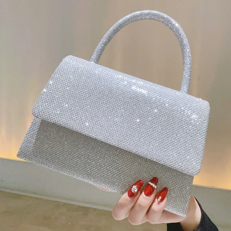 

Fashion Mini Top Handle Bag for Women,Silver Japanese Style Shoulder Purse,Elegant Evening Clutch for Daily Use and Formal Dress