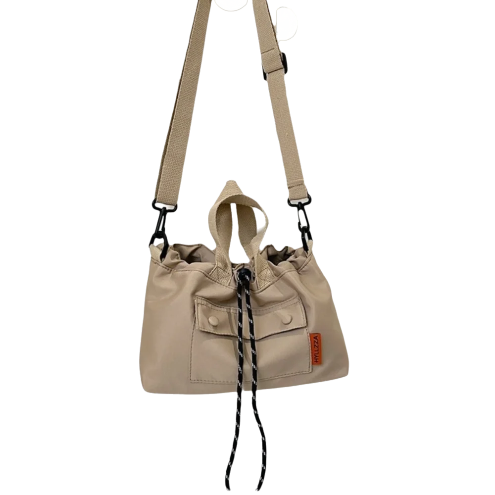 

Cloth Nylon Crossbody Bag Large Capacity Magnetic Button Shoulder Pouch Lightweight Adjustable Straps Drawstring Bucket Bag