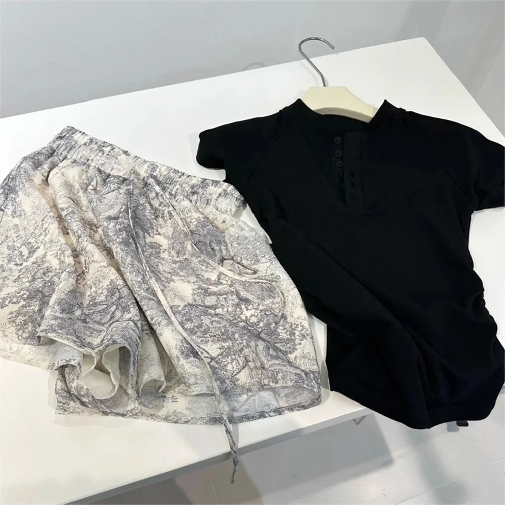 Retro tie dye tinta wa cetim casual orts verão respirável cintura elástica calças versáteis confortáveis macio perna larga