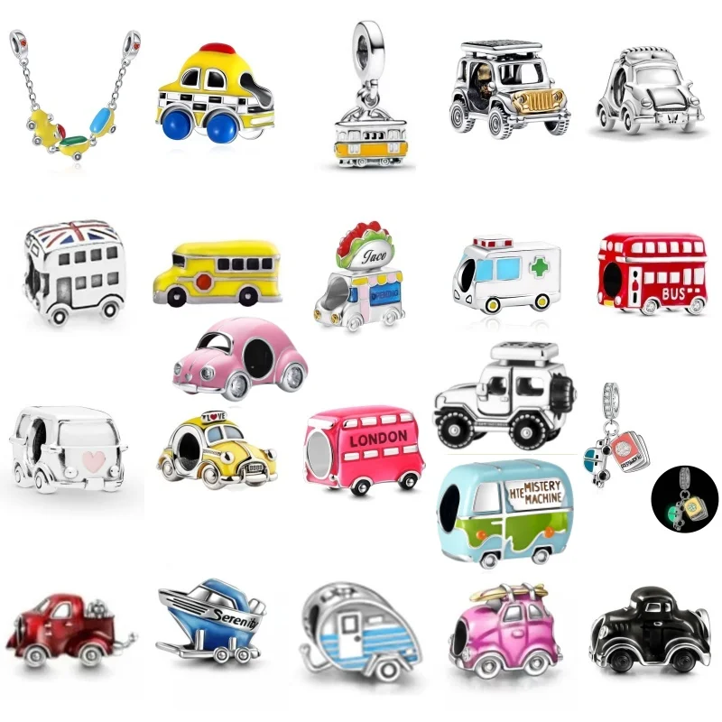 

Europe New 925Silver Bus Bead Truck Car Charm Pendant Dangle DIY Women Jewelry Gift Fit Decoration Original Bracelet Accessories