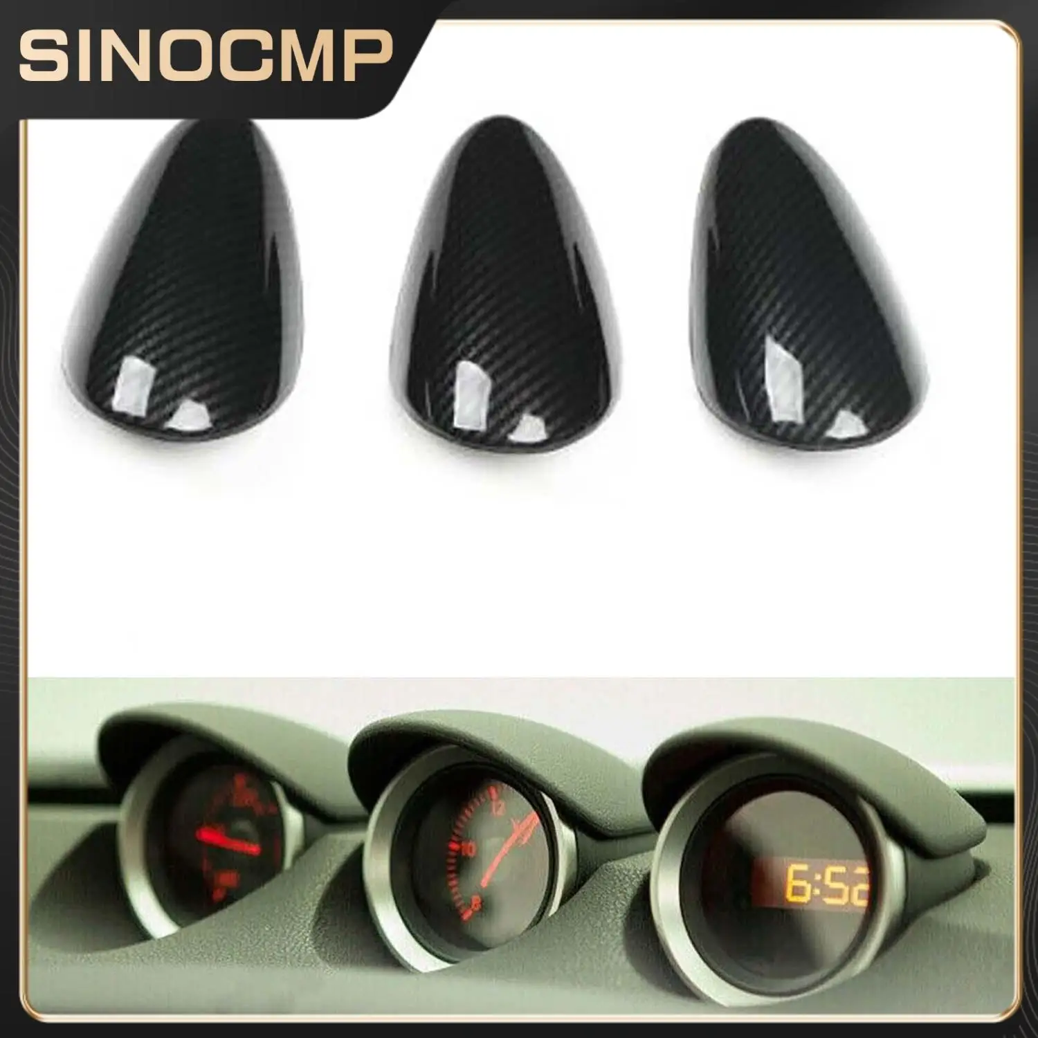 

3 шт., передняя часть автомобиля из АБС-пластика из углеродного волокна, внутренняя накладка на манометр, накладка для Nissan 370Z 2009-2020, аксессуары для внутренней манометра